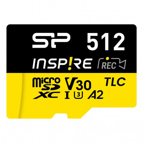 Silicon Power Inspire 512 GB MicroSDXC V30 UHS-I U3 A2 4K mälukaart + adapter (SP512GBSTXLA2V1NSP)
