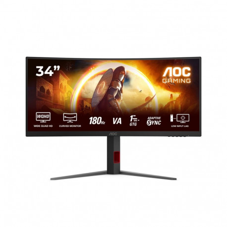 AOC arvutimonitor G4 CU34G4 86.4cm (34") 3440 x 1440 pixels Wide Quad HD LED, must, punane