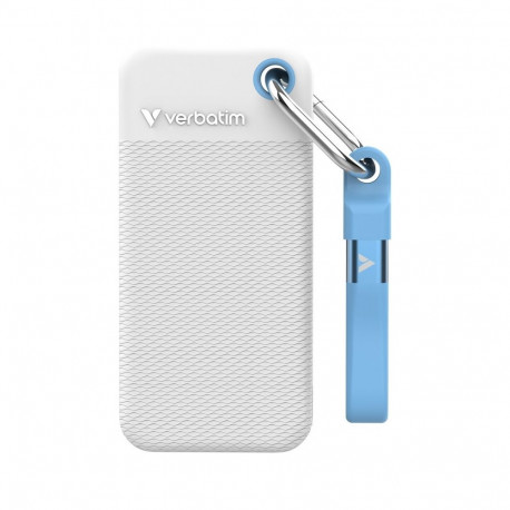 Verbatim Pocket SSD USB 3.2 Gen 2 1TB White/Light Blue incl. two rubber sleeves