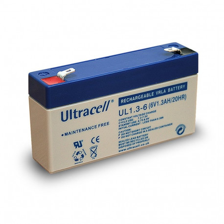 Ultracell pliiaku 6 V, 1.3 Ah (UL1.3-6)