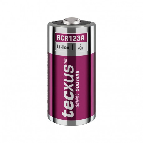 Tecxus RCR123 laetav – 500 mAh, 1 tk papist karbis