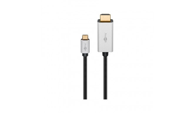 Goobay USB-C™–HDMI™ kaabel, 2 m, must;hõbedane