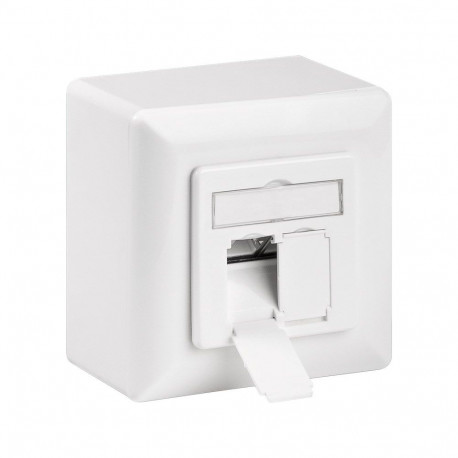 Goobay CAT 6A Universal Wall Plate incl. Surface Mount Frame, Signal white RAL 9003