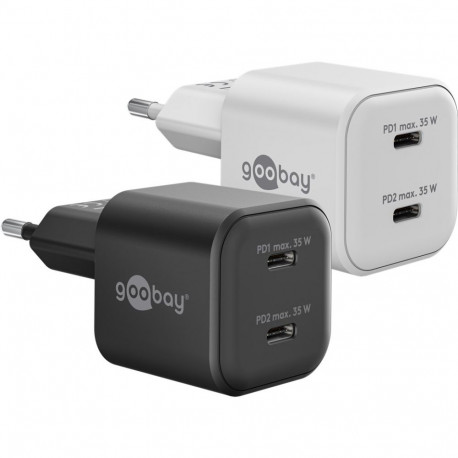 Goobay 35 W USB-C PD GaN Dual Fast Charger Nano black black