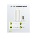 Goobay Set of 5 LED Real Wax Rod Candles, white, incl. Remote Control