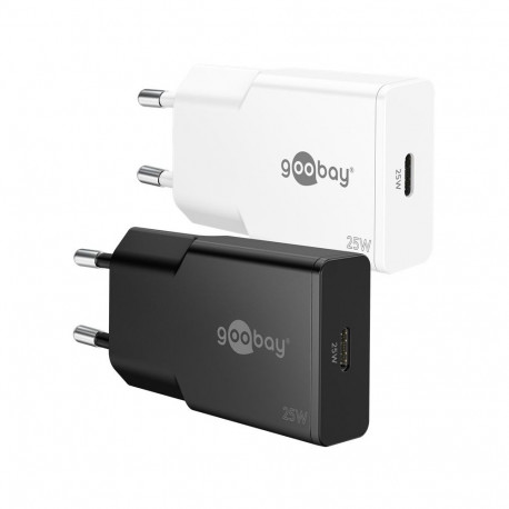 Goobay 25 W USB-C PD GaN õhuke valge kiirlaadija