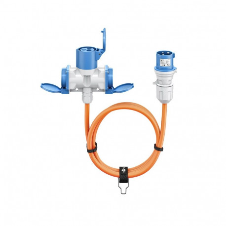 Goobay CEE adapterkaabel, CEE pistik 1x CEE pistikupesa ja 2x turvapistikupesa (tüüp E/F), 10 m