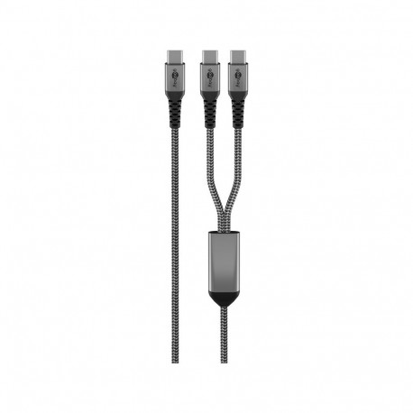 Goobay USB-C tekstiilkaabel, 60 W, Power Delivery, 1.5 m, must-hall