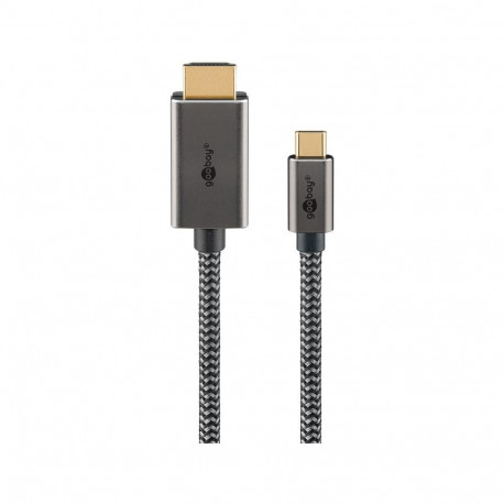 Goobay USB-C™–HDMI™ kaabel, 1 m, must;hõbedane 1 m