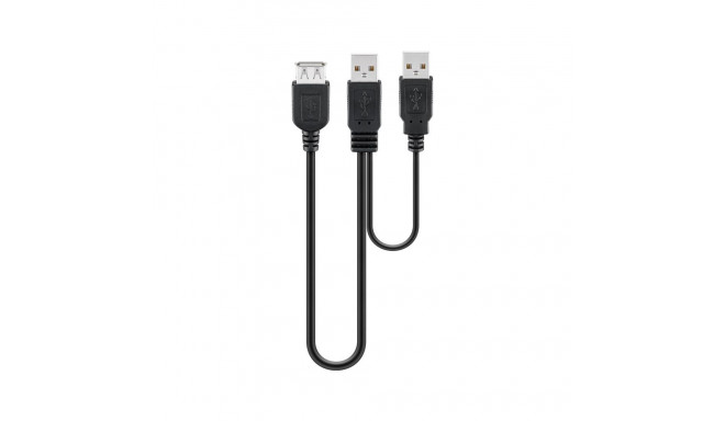 Goobay 2-in-1 kaabel USB-A–2x USB-A, 0,3 m, must