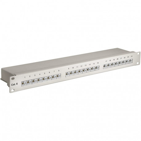 Goobay CAT 6 19-inch (48.3 cm) Patch Panel, 24 Port (1 U) grey