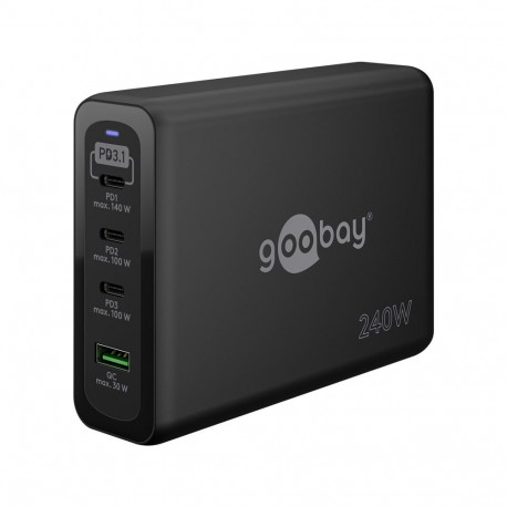 Goobay 240 W USB-C PD GaN Multi-Port Fast Charger black black