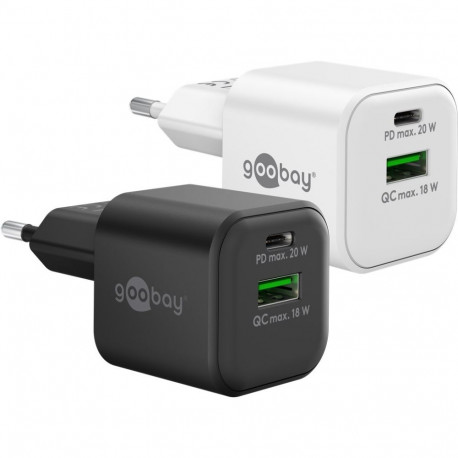 Goobay 20 W USB-C PD GaN valge kahepesaline kiirlaadija