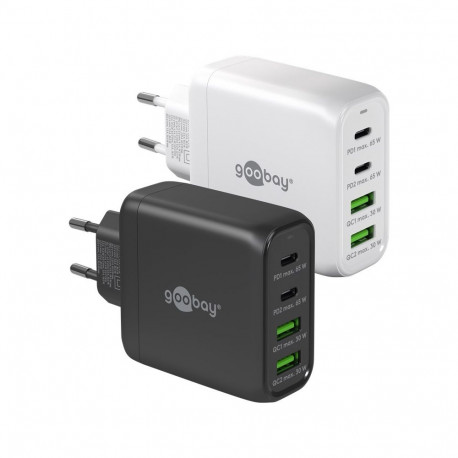 Goobay 68 W USB-C PD GaN mitme pordiga kiirlaadija, valge