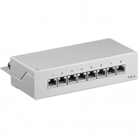 Goobay CAT 6 Mini/Desktop Patch Panel, 8 Port grey