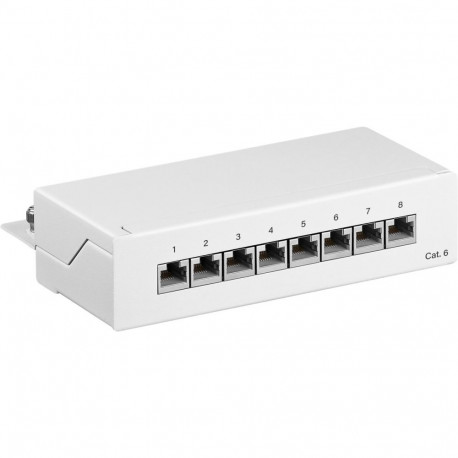 Goobay CAT 6 mini/lauaarvuti patch paneel, 8-porti valge
