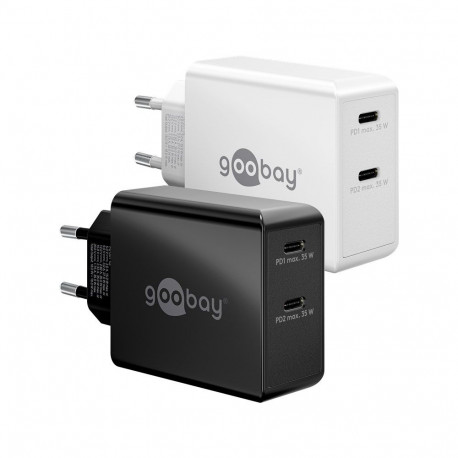 Goobay USB-C™ PD kahepesaline kiirlaadija (36 W) must