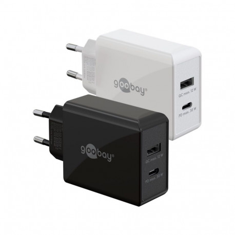Goobay 30 W USB-C PD kahene kiirlaadija, valge