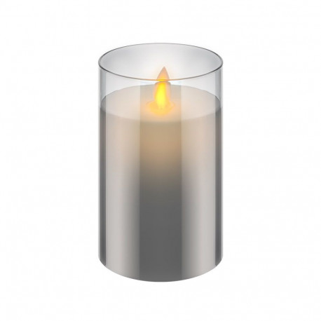Goobay LED pärisvahast küünal klaasis, 7.5 x 12.5 cm, hall-läbipaistev