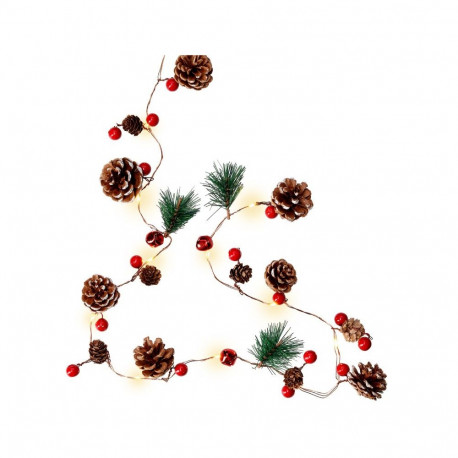 Goobay 20 LED Silver Wire Fairy Lights "Pine Cones & Red Berries"