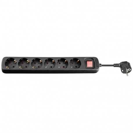Goobay 6-Way Power Strip with Switch, 1.5 m, black 1.5 m