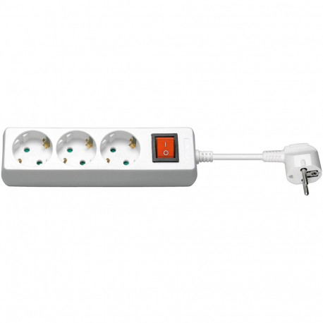 Goobay 3-Way Power Strip with Switch, 3 m, white 3 m