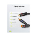 Goobay Audio Y Cable Adapter, 2x RCA Male to 1x Stereo RCA Female, OFC, Double-Shielded 0.2 m