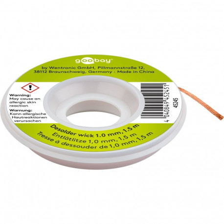 Goobay Desoldering Wire, 1 mm Wide, 1.5 m