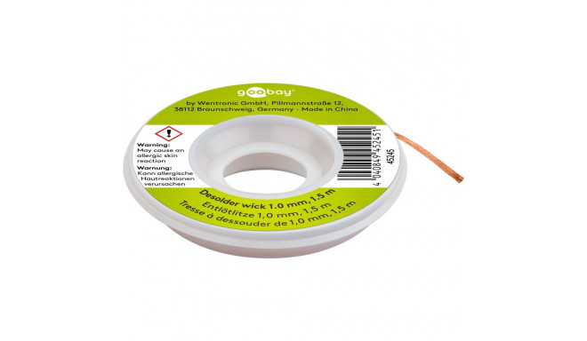 Goobay Desoldering Wire 1 mm for Removing Solder from Solder Joints, 1.5 m