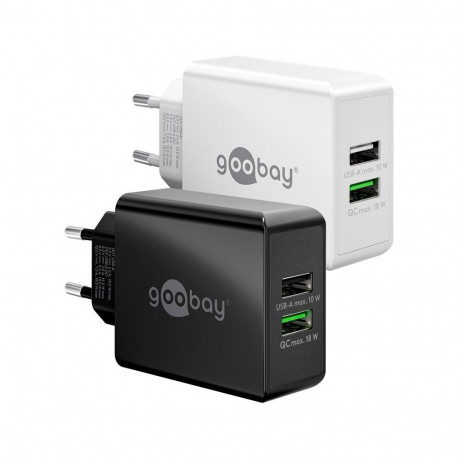 Goobay USB-A QC dual kiirlaadija (28 W) must