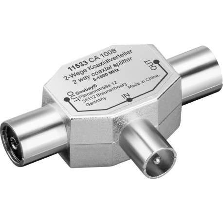 Goobay Coaxial T-adapter: kahekordne Coaxial pesa > Coaxial pistik (10 tk)