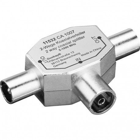 Goobay Coaxial T Adapter: Double Coaxial Plug > Coaxial Socket (10 tk)