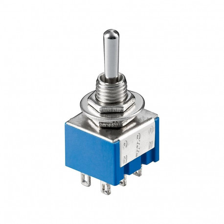 Goobay Toggle Switch Miniature, ON - OFF - ON, 6 Pins, Blue Housing