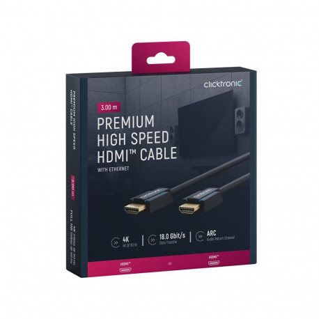 Clicktronic premium suure kiirusega HDMI-kaabel Ethernetiga 3 m