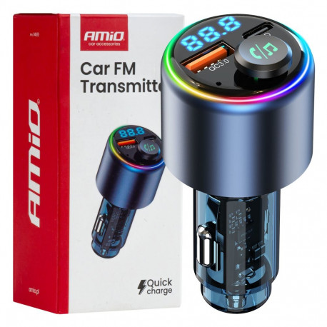 fm-saatja 1×usb-a 1×usb-c 12v 24v amio-04655