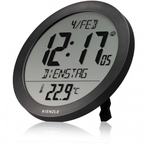 KIENZLE DCF Radio-Control. Wall Clock w. Room Temp.Display black