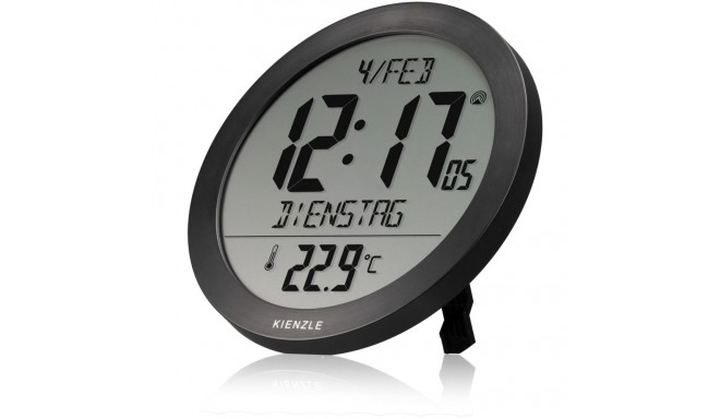 KIENZLE DCF raadiokontrolliga seinakell toatemperatuuri ekraaniga must