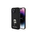 Karl Lagerfeld KLHCP15SGKNPSK iPhone 15 6.1" must kõvakaanega Glitter Ikonik Logo metallist märk
