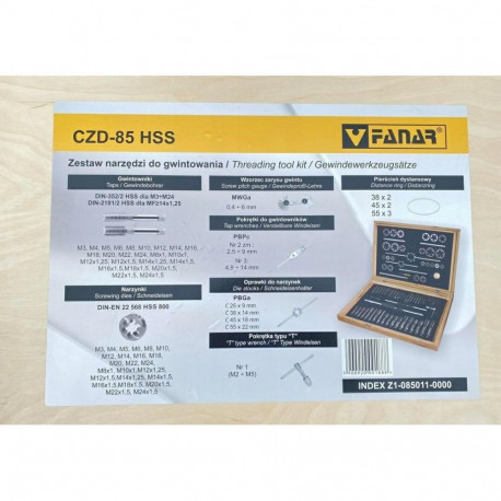 Keermetööriistade komplekt CZD-85 M3-M24 HSS