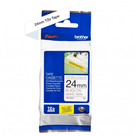 Tape Brother 24mm BLACK ON WHITE ADHESIVE TAPE