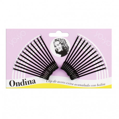 EUROSTIL ACANALADO CLIPS ACERO CON BOLITA NEGRA 50MM PACK 1UN