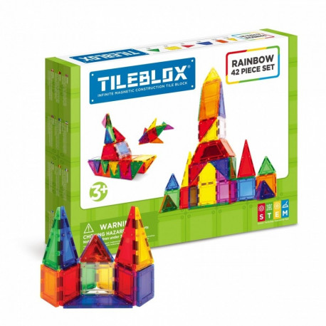Tileblox magnetilised klotsid vikerkaarekomplekt 42 elementi