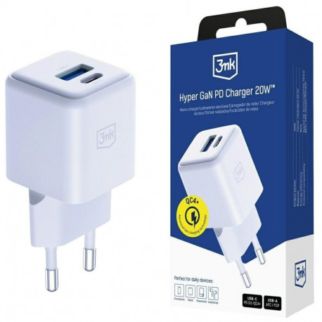 3MK Hyper GaN Charger 1x USB-A 1x USB-C 3 A (5903108640084)