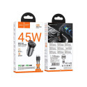 Car charger Hoco 2 x USB C QC PD 45W + cable USB C to Lightning NZ16B metal gray