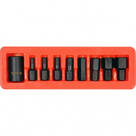 Yato YT-10662 Impact hex bit and holder set, 9 pcs, 1/2", CrMo, S2, phosphated