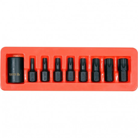 Yato löök-Torx otsikute ja hoidiku komplekt YT-10664, 9 tk, 1/2 tolli, CrMo, S2, fosfaaditud
