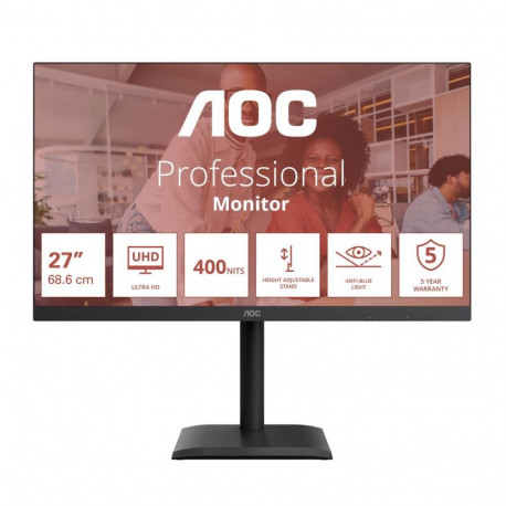 AOC U27E4CV | 27 " | IPS | UHD | 16:9 | 60 Hz | 4 ms | 3840 x 2160 pixels | 400 cd/m | HDMI ports qu