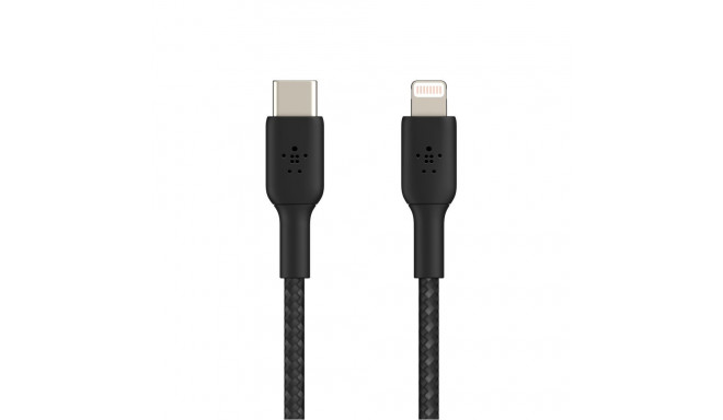 Belkin BOOST CHARGE USB-C to Lightning Cable, Braided, 2M Black