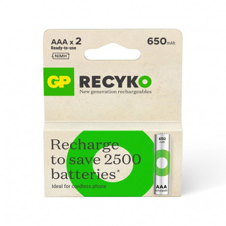 ACCU GP RECYKO AAA.650MAH 2PCS