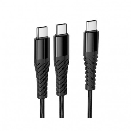 Cable 2in1 USB C to USB C+C Hoco 1 m X123 black